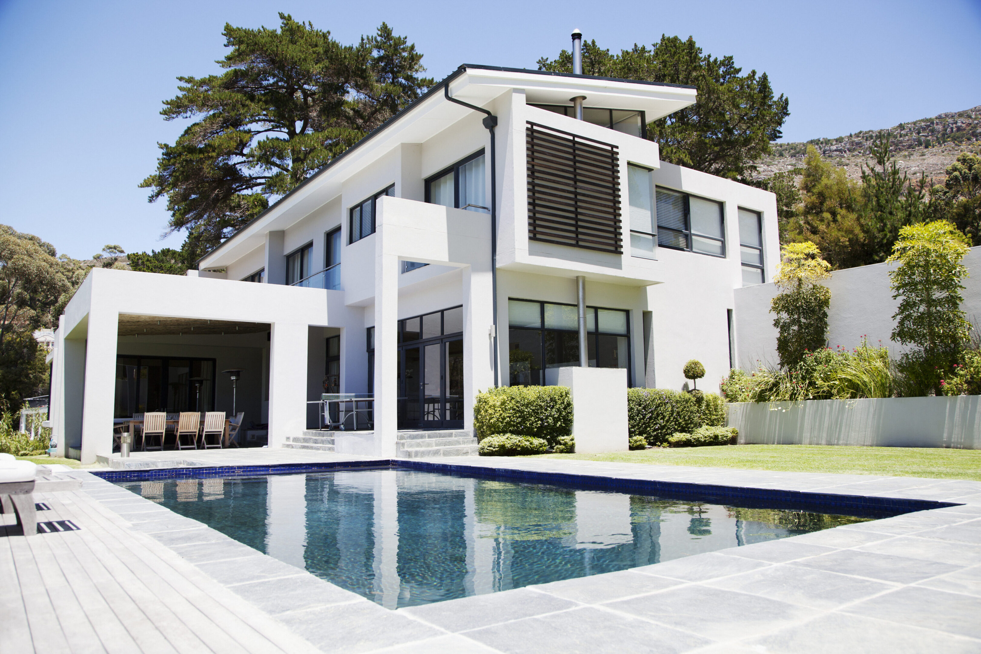 Luxury home exterior with pool
