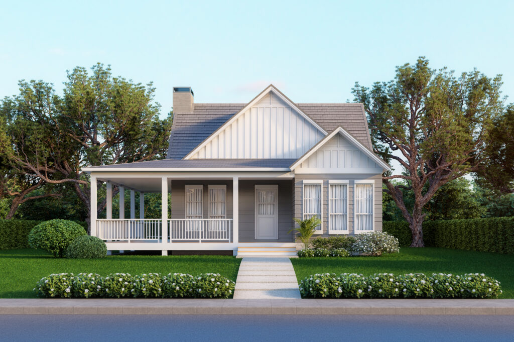 Charming white house with front porch