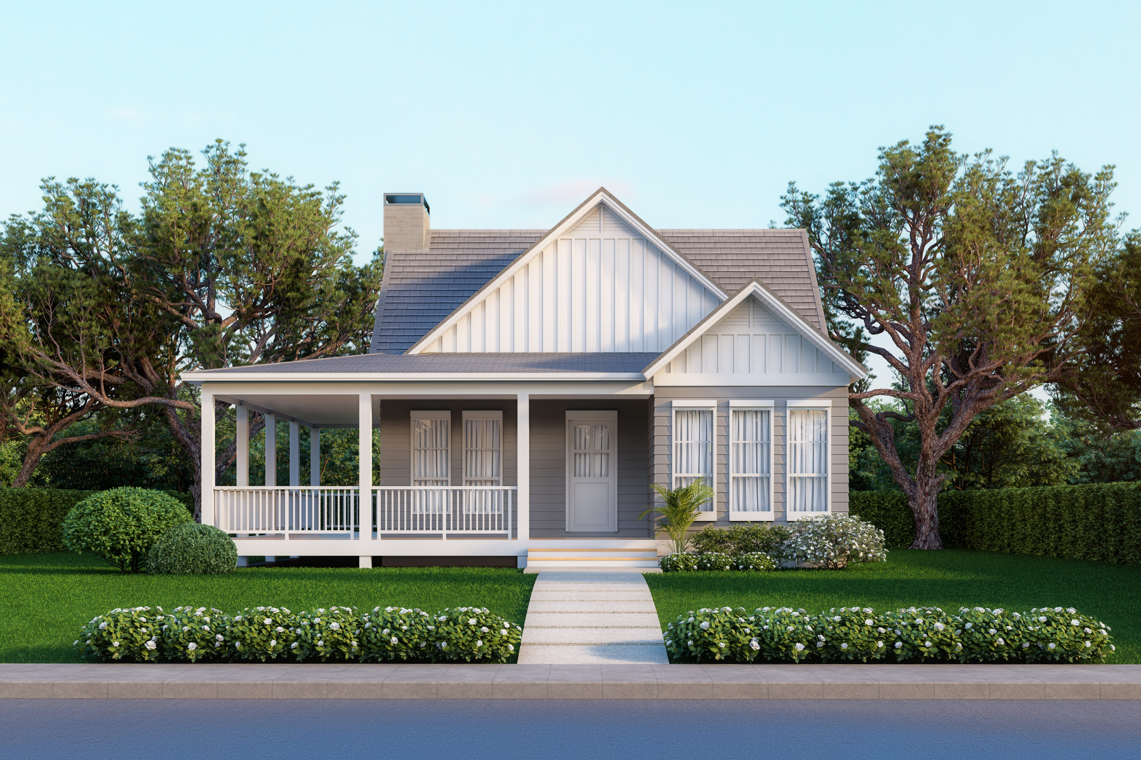 Charming white house with front porch